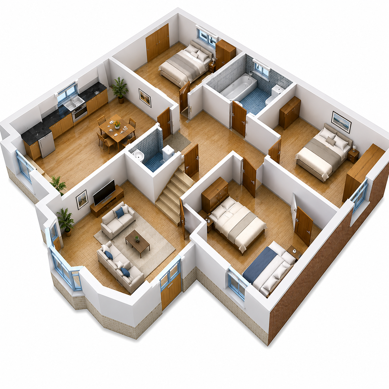 3D residential floor plan layout